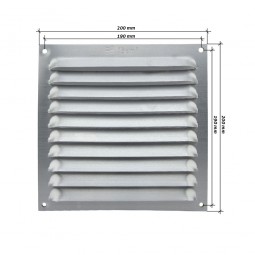Rejilla de ventilación plana 200x200 mm Aluminio